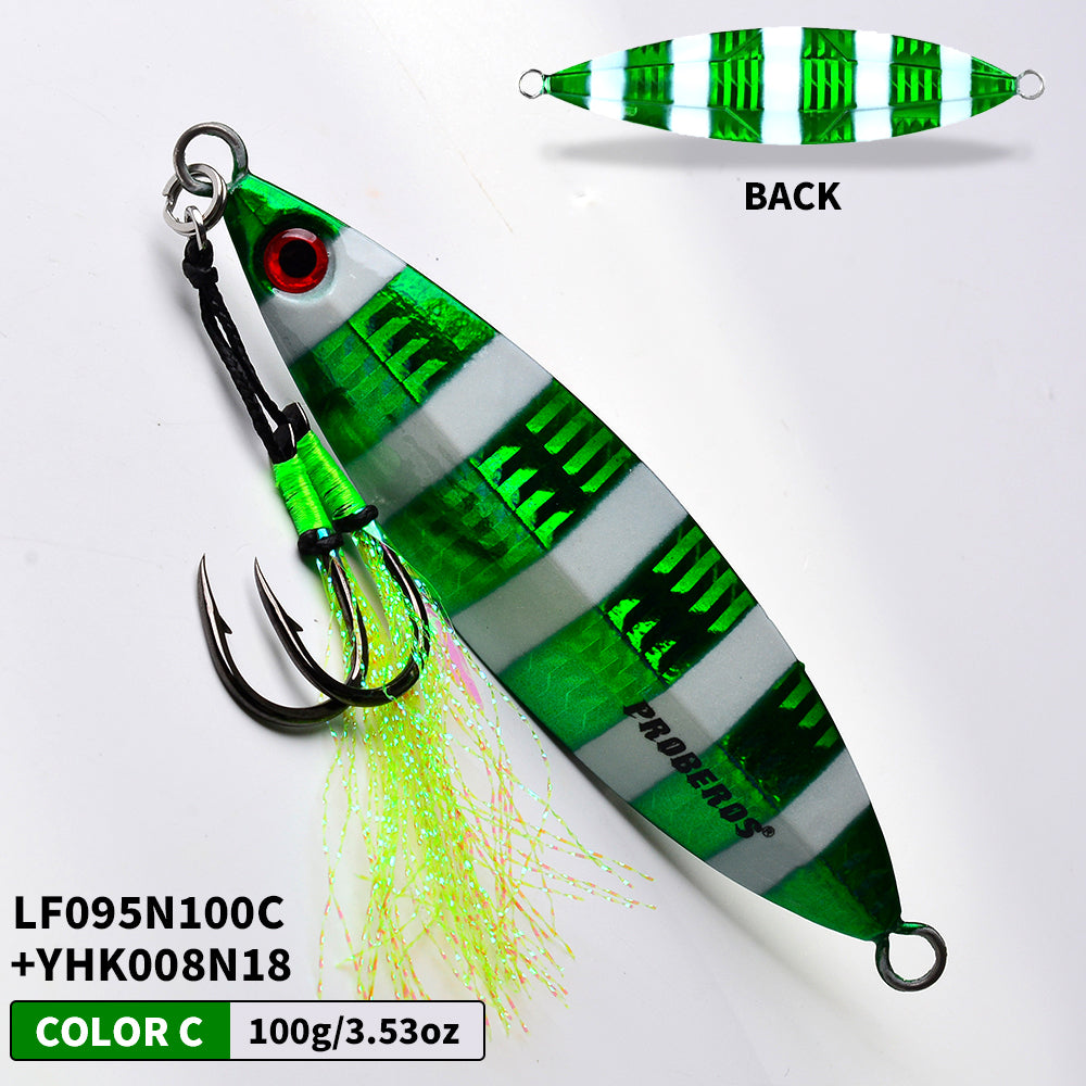 KATYUSHA  80g-100g-120g Glowing Sea Fishing Lure with Assist Hook  Seawater Jigging Long Throw Metal Lure  Lure Boat Fishing Bait