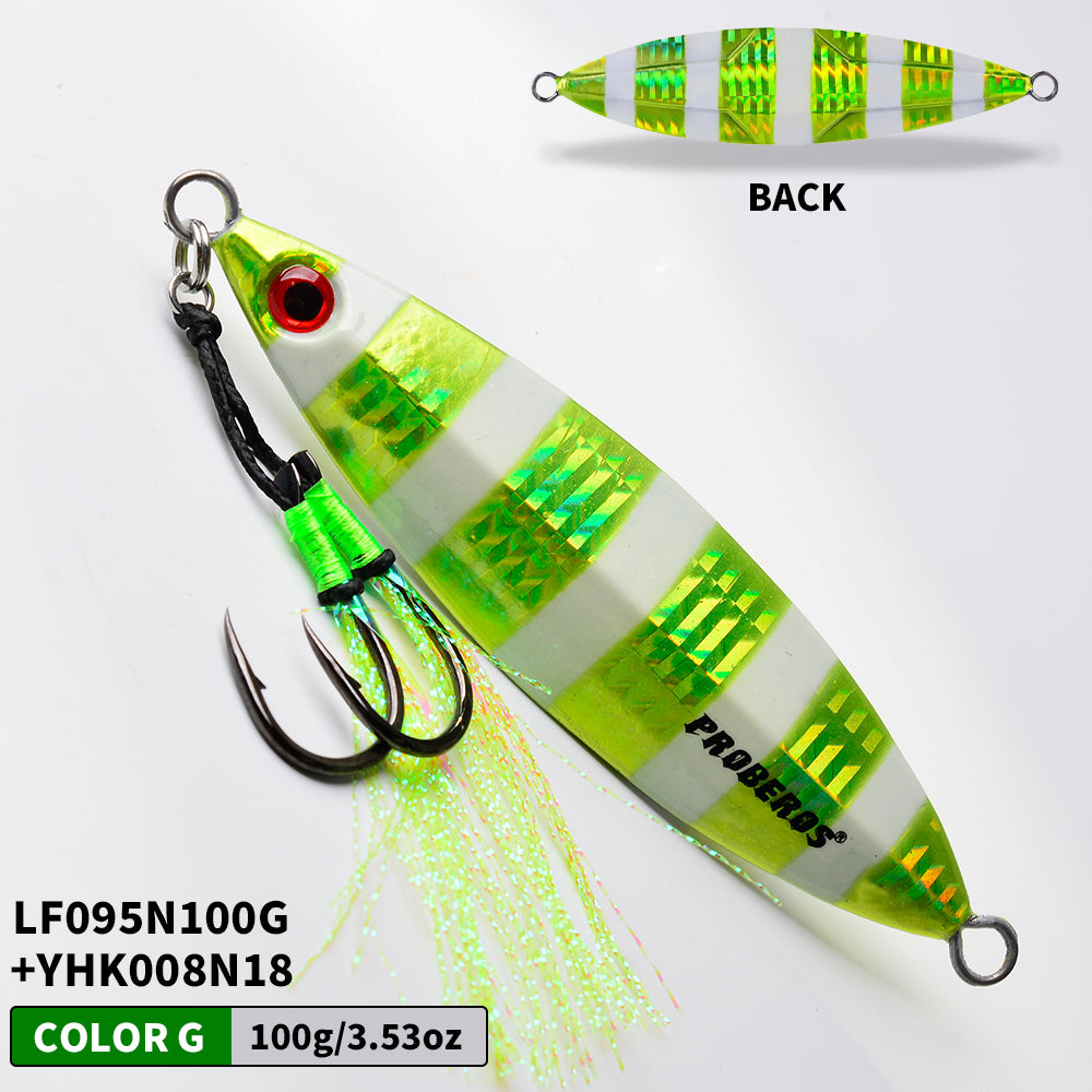 KATYUSHA  80g-100g-120g Glowing Sea Fishing Lure with Assist Hook  Seawater Jigging Long Throw Metal Lure  Lure Boat Fishing Bait