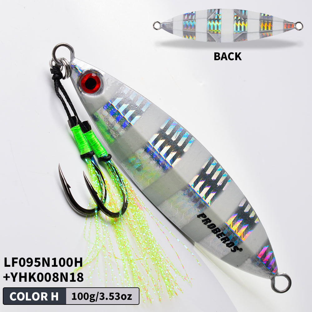 KATYUSHA  80g-100g-120g Glowing Sea Fishing Lure with Assist Hook  Seawater Jigging Long Throw Metal Lure  Lure Boat Fishing Bait