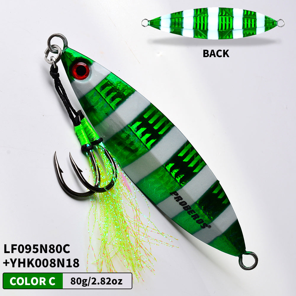 KATYUSHA  80g-100g-120g Glowing Sea Fishing Lure with Assist Hook  Seawater Jigging Long Throw Metal Lure  Lure Boat Fishing Bait