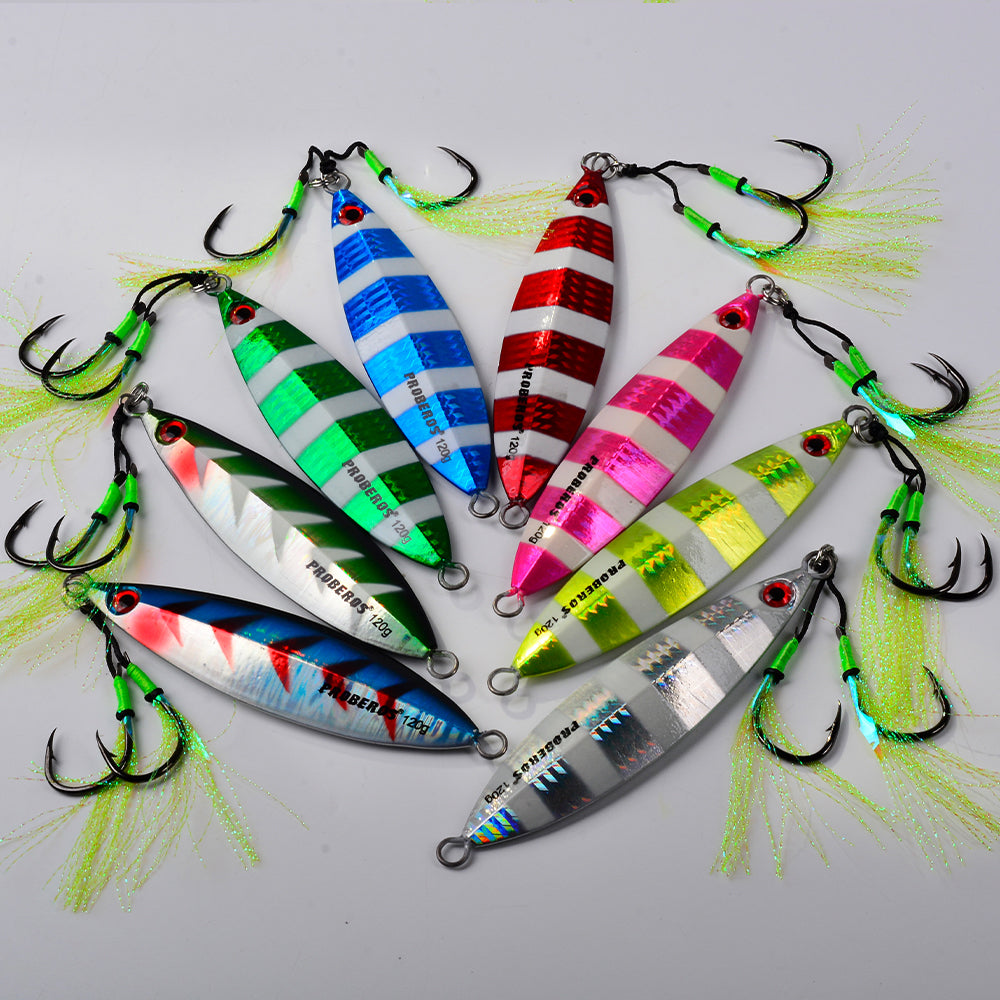 KATYUSHA  80g-100g-120g Glowing Sea Fishing Lure with Assist Hook  Seawater Jigging Long Throw Metal Lure  Lure Boat Fishing Bait