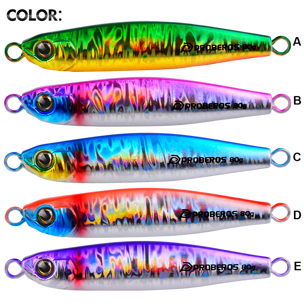 KATYUSHA Metal Jig Lure, 35g-80g, Multi-Color Holographic Fish Design&nbsp;Saltwater Vertical Jigging Bait, Realistic 3D Eye Finish