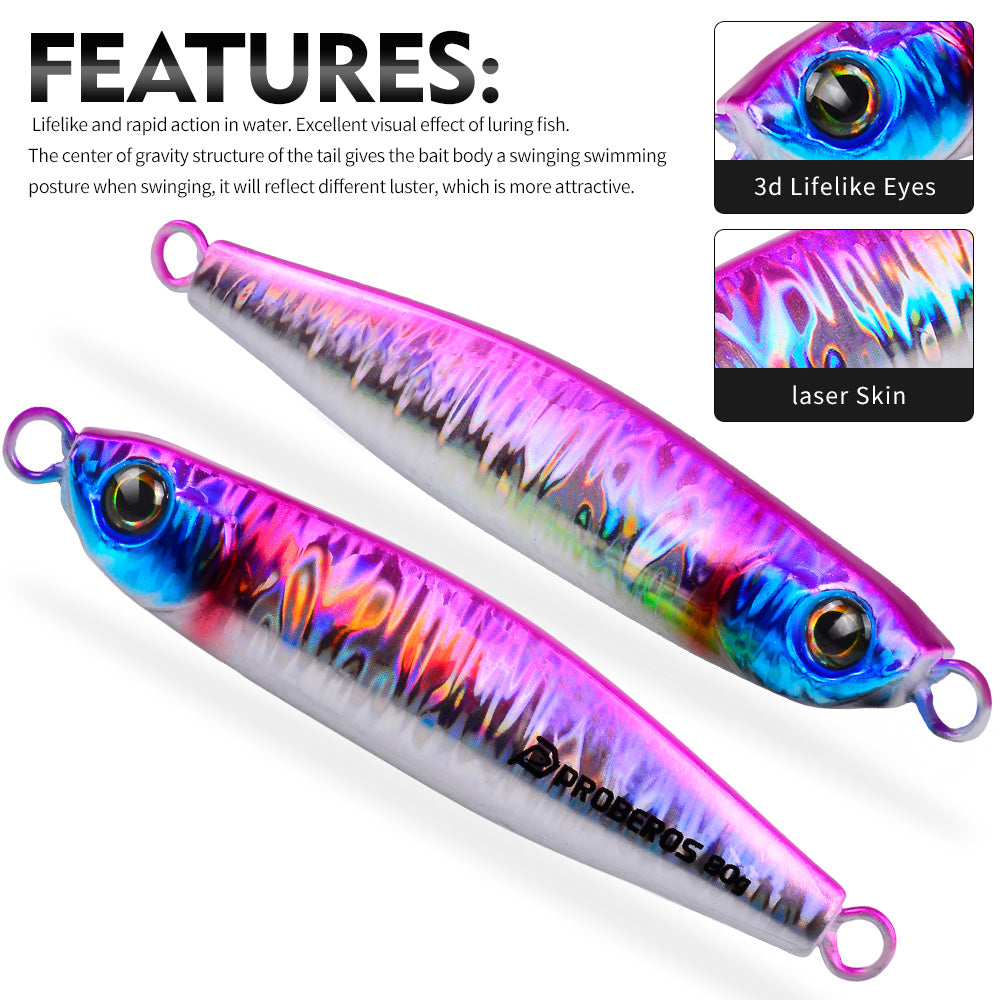 KATYUSHA Metal Jig Lure, 35g-80g, Multi-Color Holographic Fish Design&nbsp;Saltwater Vertical Jigging Bait, Realistic 3D Eye Finish