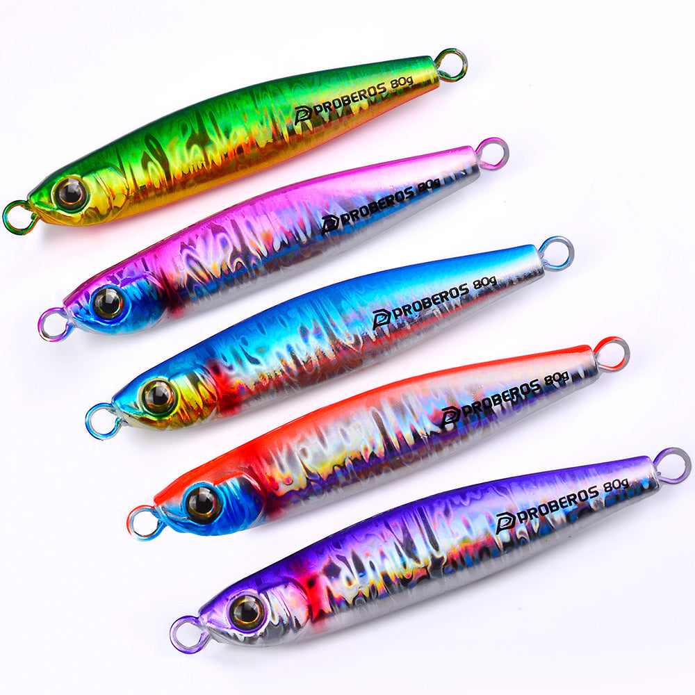 KATYUSHA Metal Jig Lure, 35g-80g, Multi-Color Holographic Fish Design&nbsp;Saltwater Vertical Jigging Bait, Realistic 3D Eye Finish