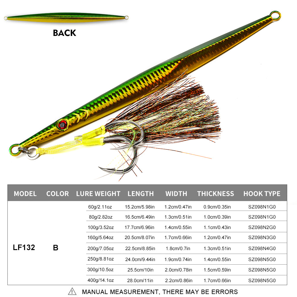 KATYUSHA   160G-200G-250G-300G-400G Glowing Sea Fishing Lure Long Throw Metal Lure Boat Fishing Bait Seawater Jigging Lure£¨ with Assist Hook£©