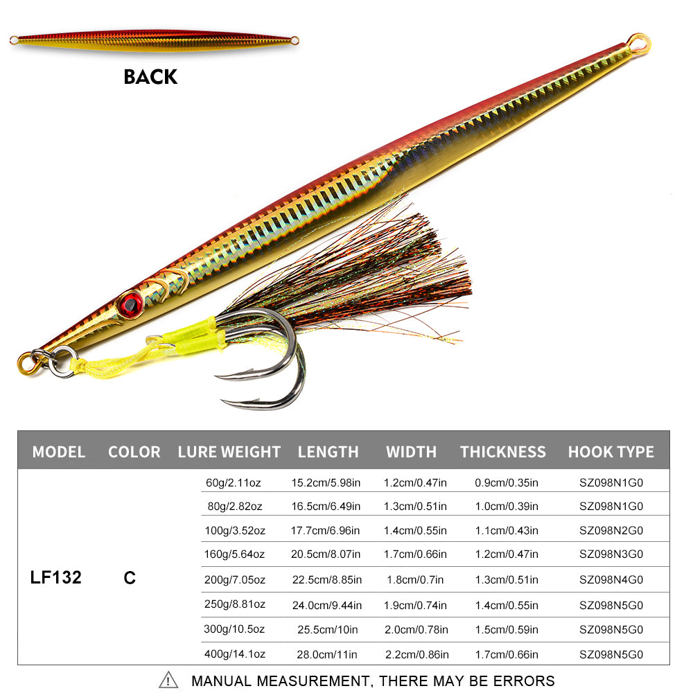 KATYUSHA   160G-200G-250G-300G-400G Glowing Sea Fishing Lure Long Throw Metal Lure Boat Fishing Bait Seawater Jigging Lure£¨ with Assist Hook£©