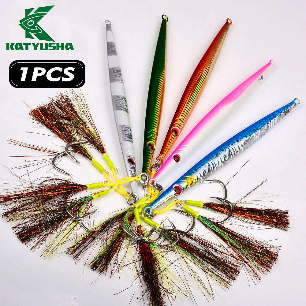 KATYUSHA   160G-200G-250G-300G-400G Glowing Sea Fishing Lure Long Throw Metal Lure Boat Fishing Bait Seawater Jigging Lure£¨ with Assist Hook£©