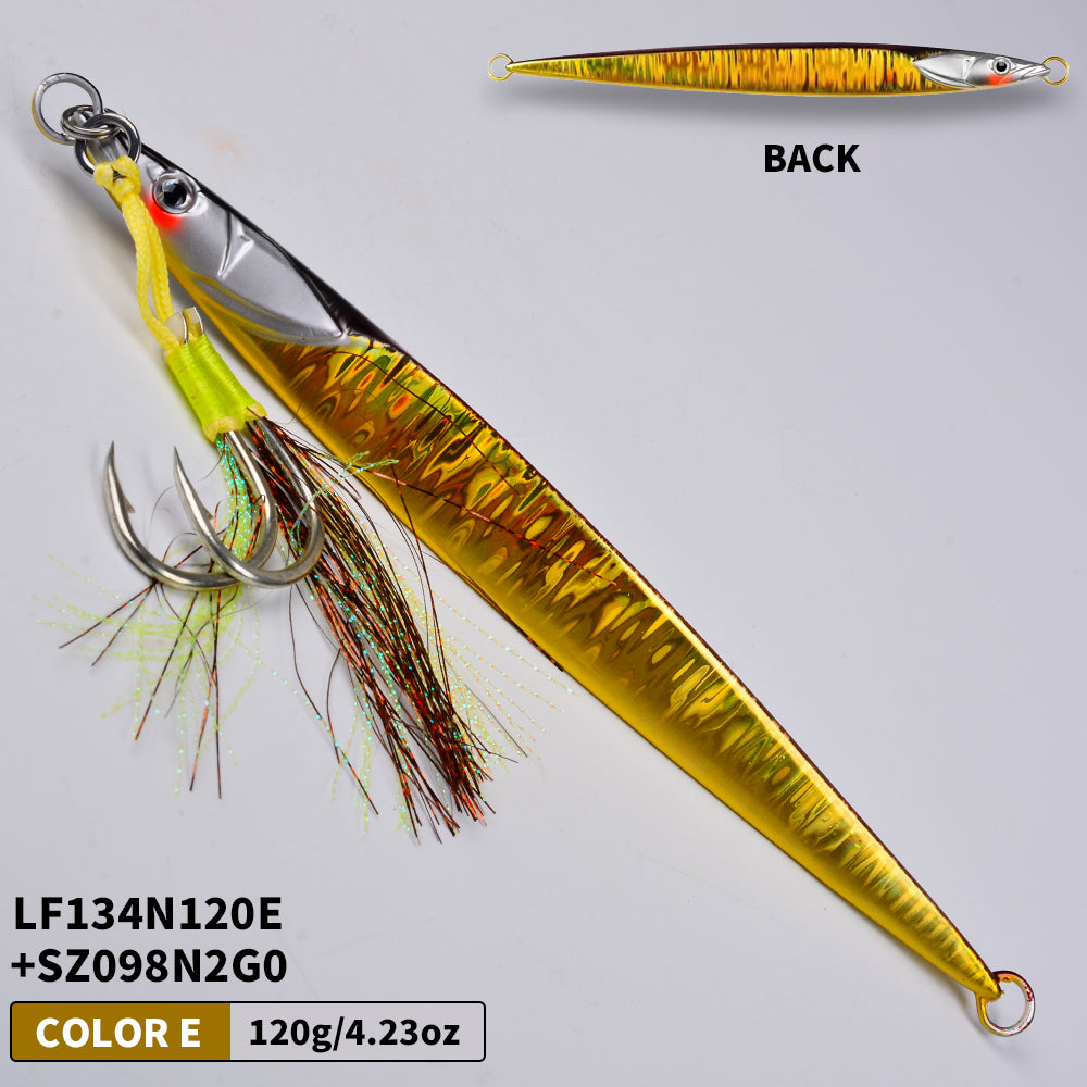 KATUYSHA Saltwater Vertical Jigging Bait with Realistic Fish Head Design Metal Jig Lure, 80g-300g, Multi-Color Options, with Assist Hook
