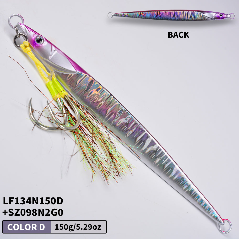 KATUYSHA Saltwater Vertical Jigging Bait with Realistic Fish Head Design Metal Jig Lure, 80g-300g, Multi-Color Options, with Assist Hook