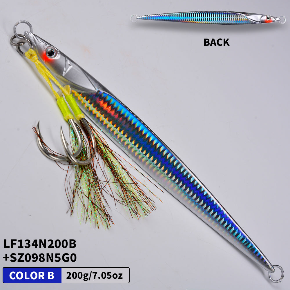 KATUYSHA Saltwater Vertical Jigging Bait with Realistic Fish Head Design Metal Jig Lure, 80g-300g, Multi-Color Options, with Assist Hook