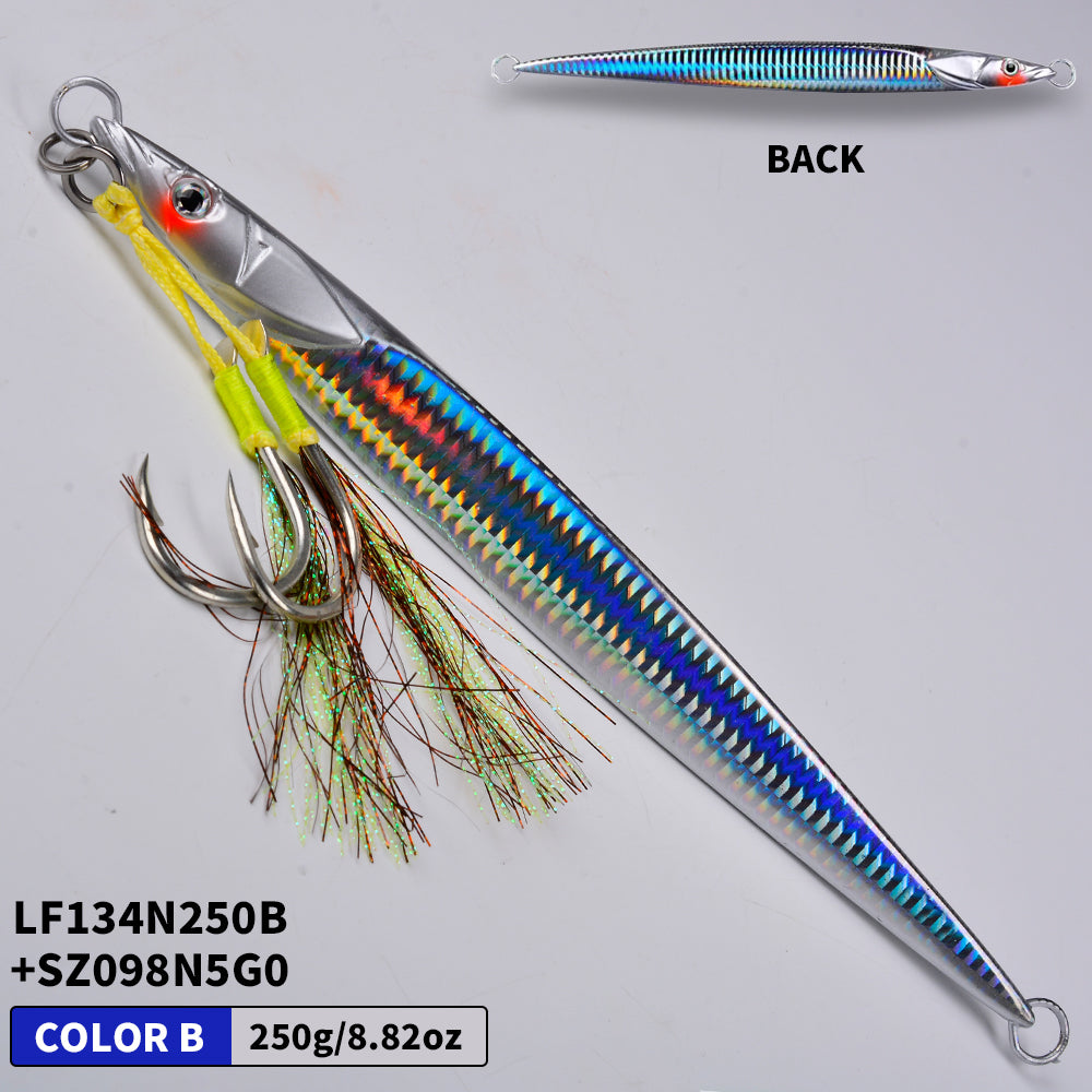 KATUYSHA Saltwater Vertical Jigging Bait with Realistic Fish Head Design Metal Jig Lure, 80g-300g, Multi-Color Options, with Assist Hook