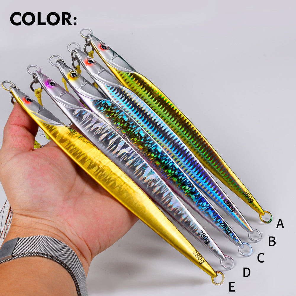 KATUYSHA Saltwater Vertical Jigging Bait with Realistic Fish Head Design Metal Jig Lure, 80g-300g, Multi-Color Options, with Assist Hook