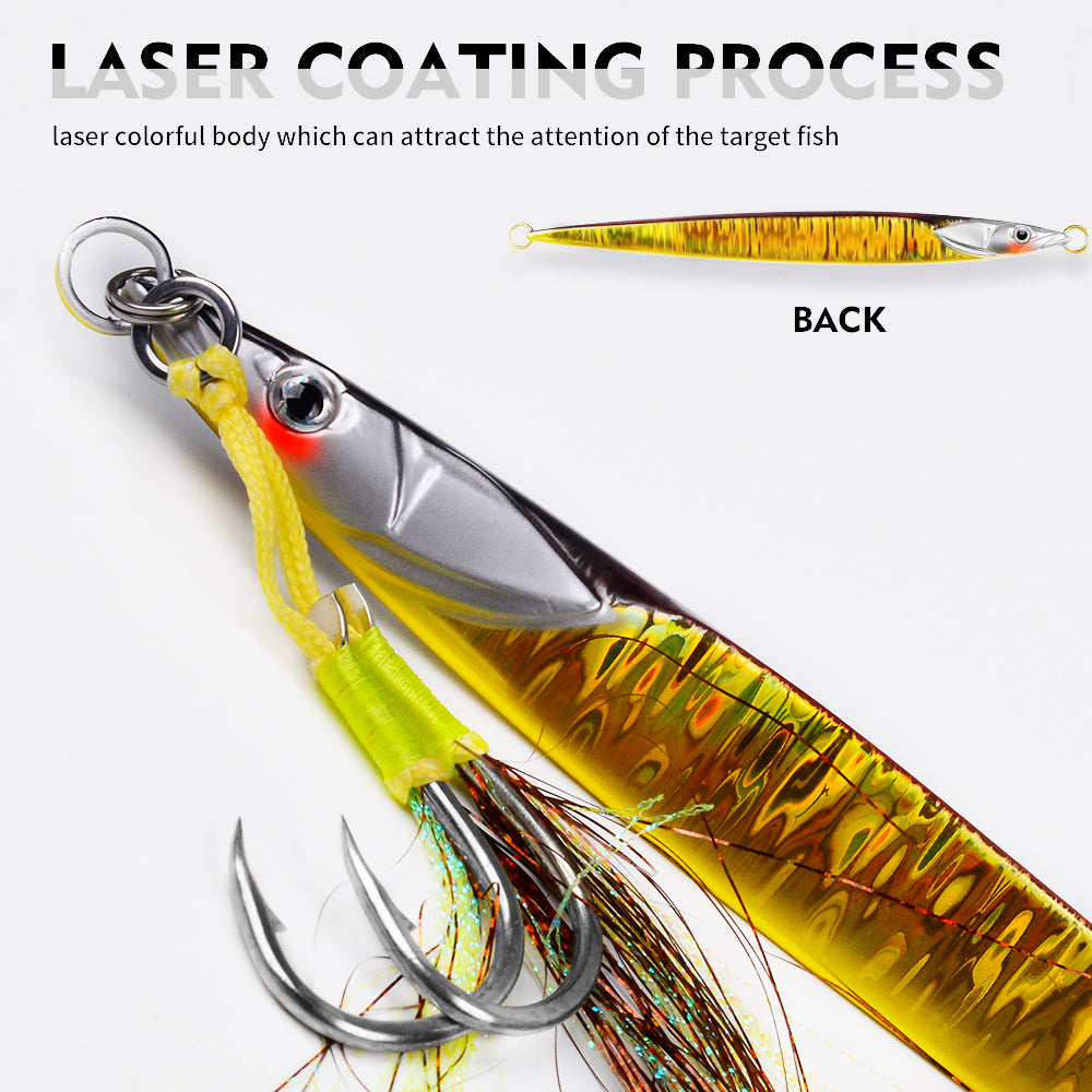KATUYSHA Saltwater Vertical Jigging Bait with Realistic Fish Head Design Metal Jig Lure, 80g-300g, Multi-Color Options, with Assist Hook
