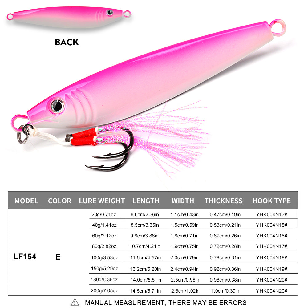 KATYUSHA Saltwater Vertical Jigging Bait, Realistic Holographic Fish Design Metal Jig Lure, 20g-200g, with Assist Hook