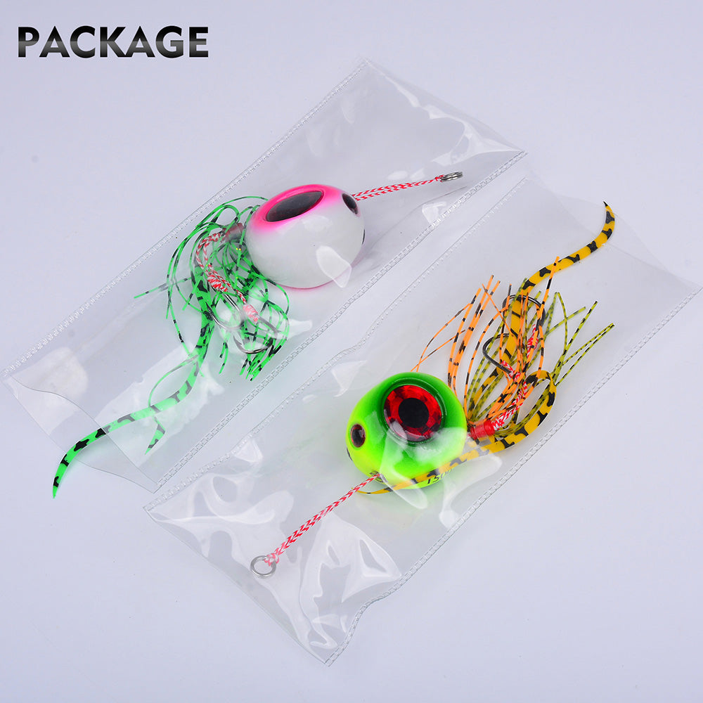 KATUYSHA Lead Slider Jig Lure with 3D Big Eye &amp; Octopus Skirt Saltwater Fishing Bait 40g-180g