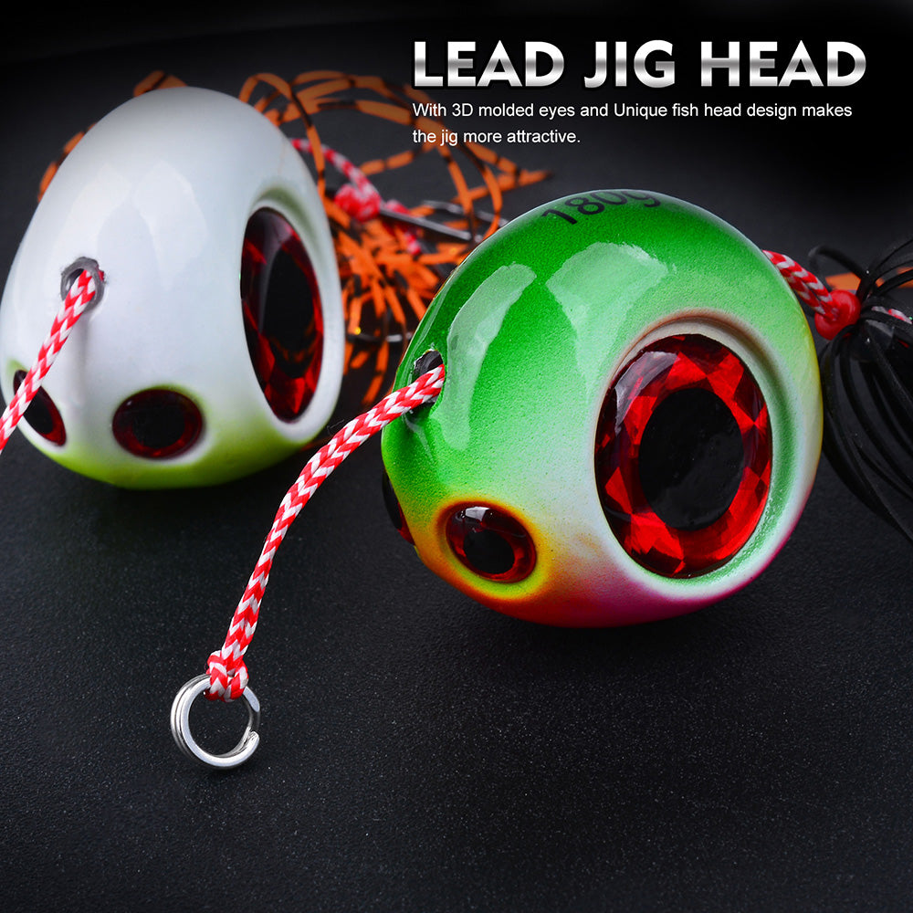 KATUYSHA Lead Slider Jig Lure with 3D Big Eye &amp; Octopus Skirt Saltwater Fishing Bait 40g-180g