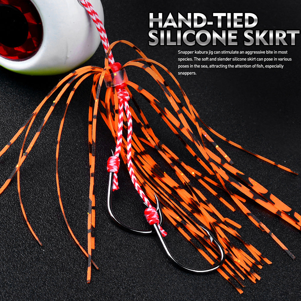 KATUYSHA Lead Slider Jig Lure with 3D Big Eye &amp; Octopus Skirt Saltwater Fishing Bait 40g-180g