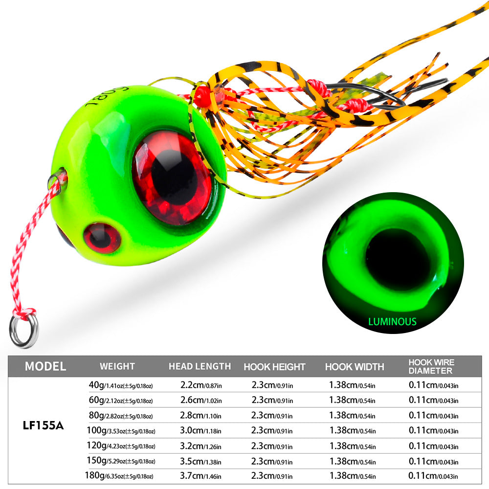 KATUYSHA Lead Slider Jig Lure with 3D Big Eye &amp; Octopus Skirt Saltwater Fishing Bait 40g-180g