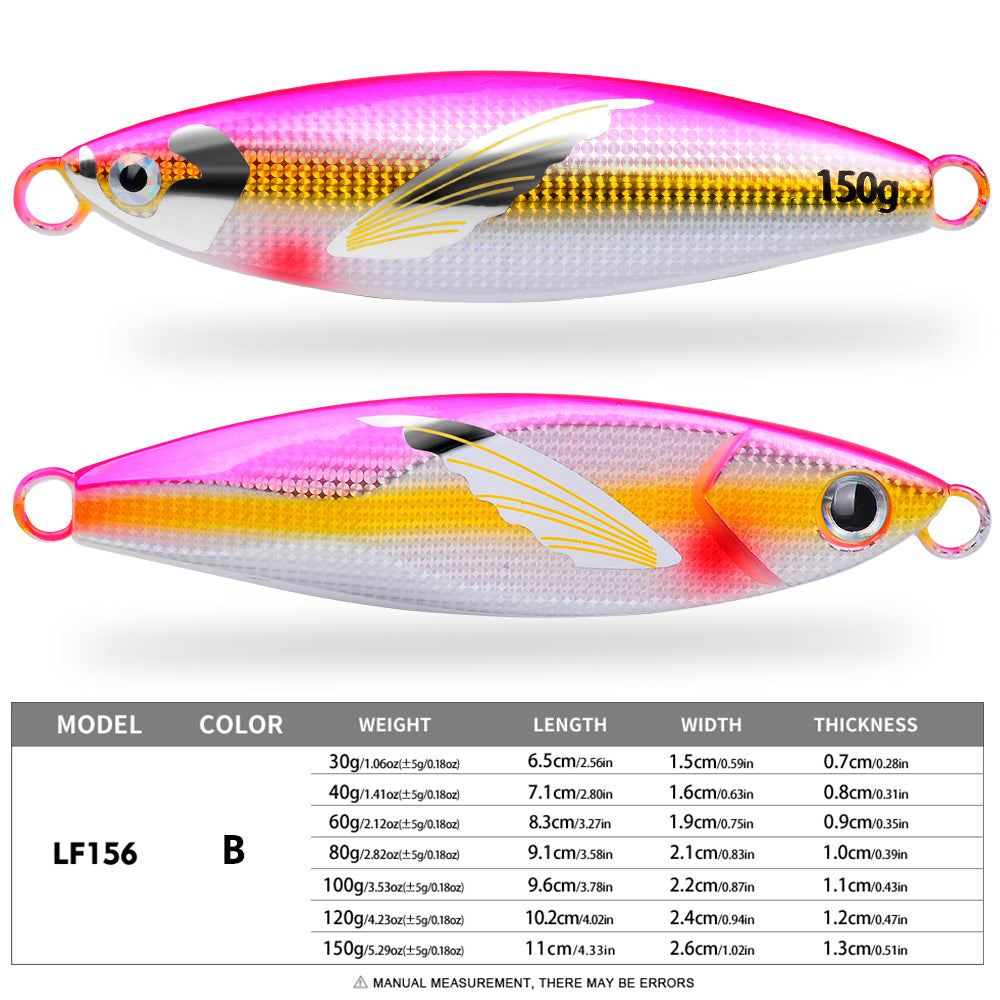 KATYUSHA Saltwater Vertical Jigging Bait, Lifelike Wing Design Metal Jig Lure, 30g-150g, 6 Colors