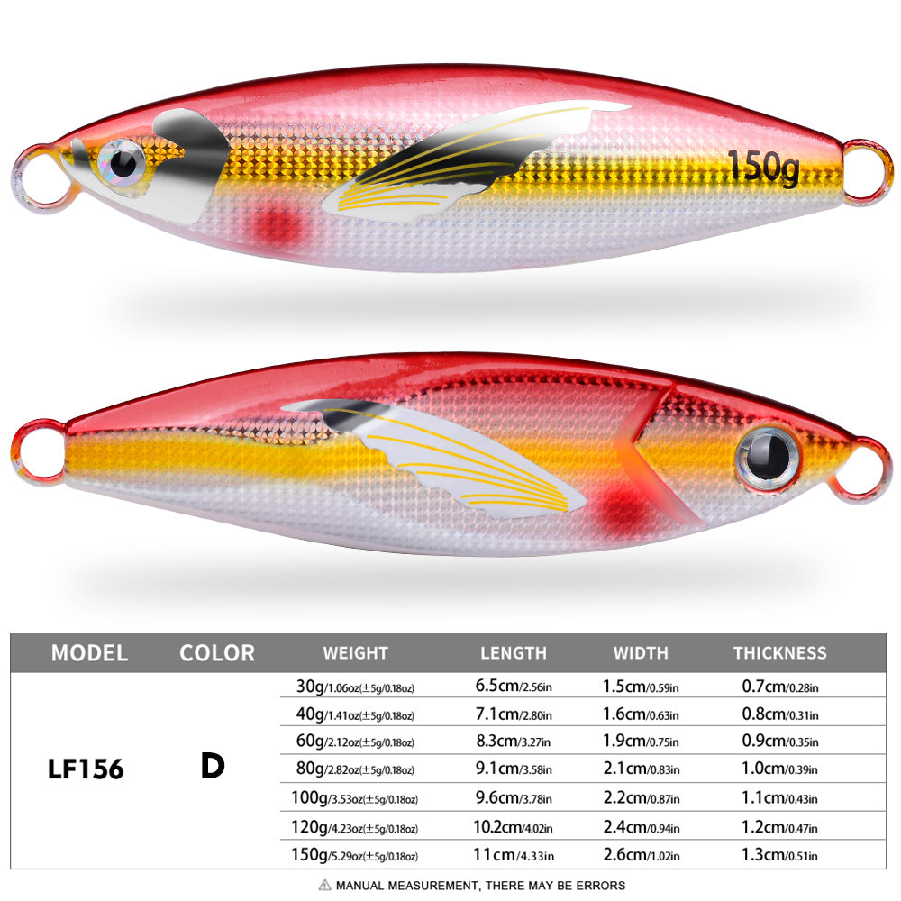 KATYUSHA Saltwater Vertical Jigging Bait, Lifelike Wing Design Metal Jig Lure, 30g-150g, 6 Colors
