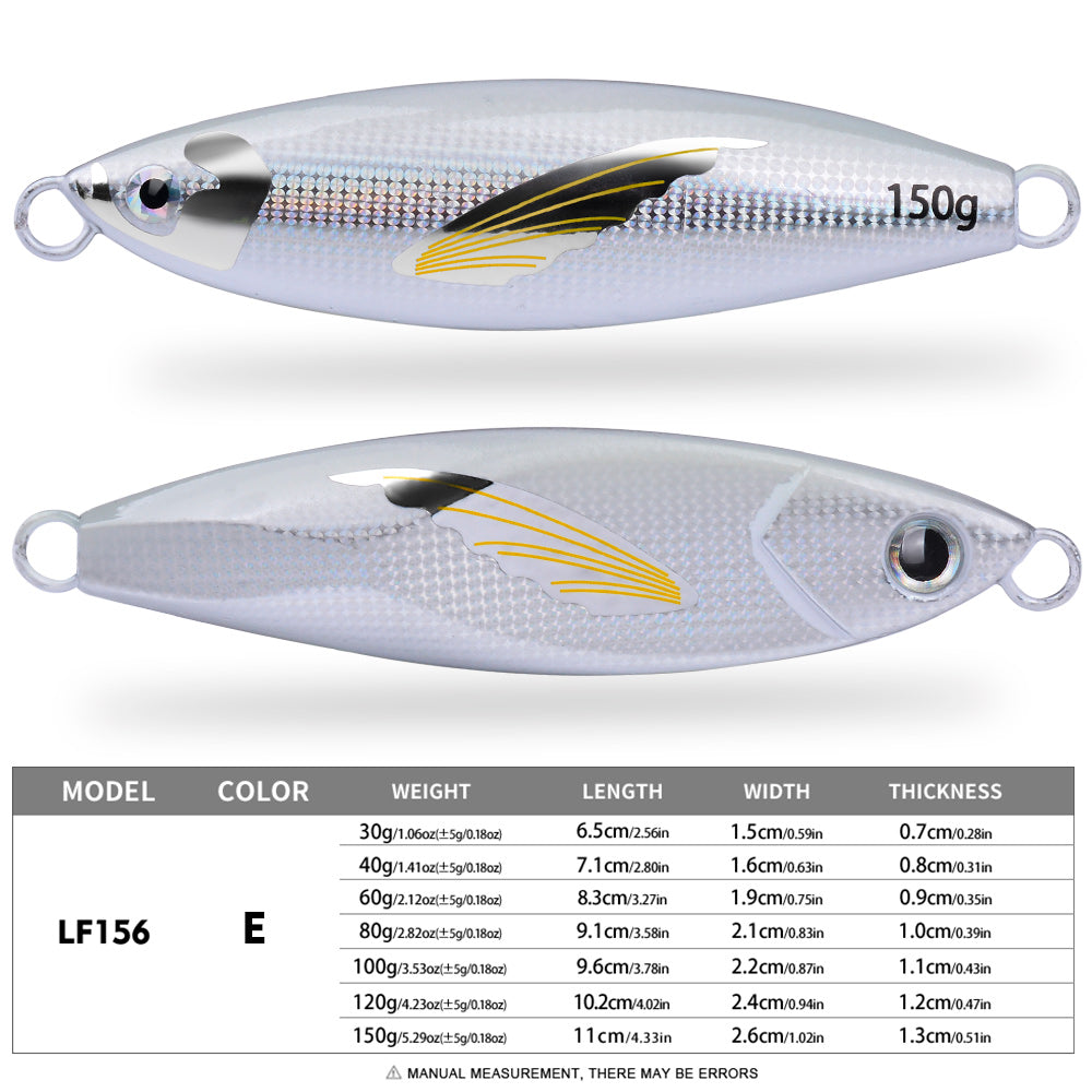 KATYUSHA Saltwater Vertical Jigging Bait, Lifelike Wing Design Metal Jig Lure, 30g-150g, 6 Colors