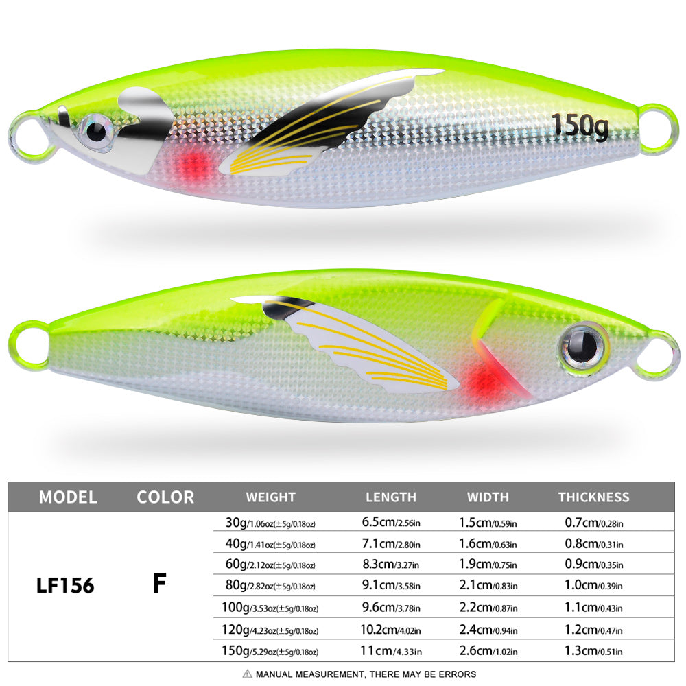 KATYUSHA Saltwater Vertical Jigging Bait, Lifelike Wing Design Metal Jig Lure, 30g-150g, 6 Colors
