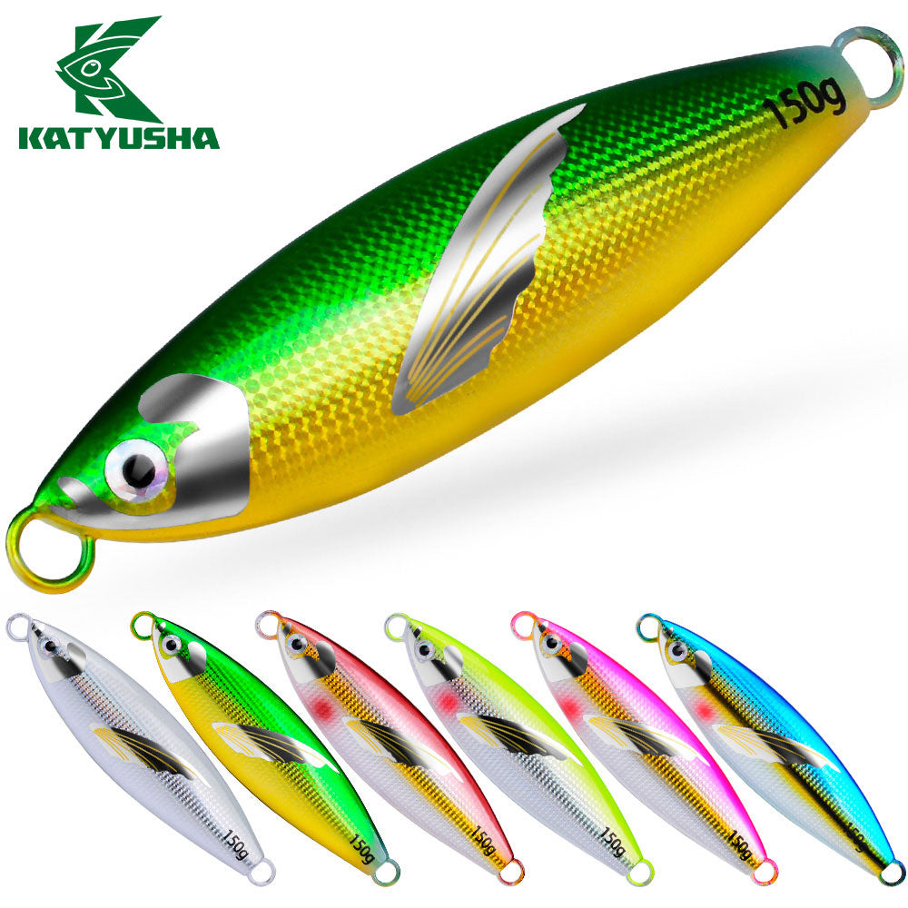 KATYUSHA Saltwater Vertical Jigging Bait, Lifelike Wing Design Metal Jig Lure, 30g-150g, 6 Colors