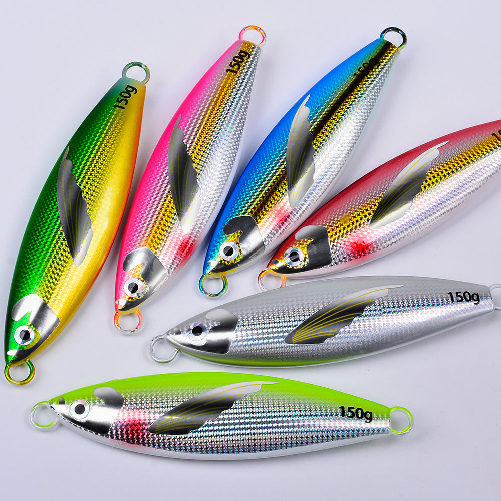 KATYUSHA Saltwater Vertical Jigging Bait, Lifelike Wing Design Metal Jig Lure, 30g-150g, 6 Colors
