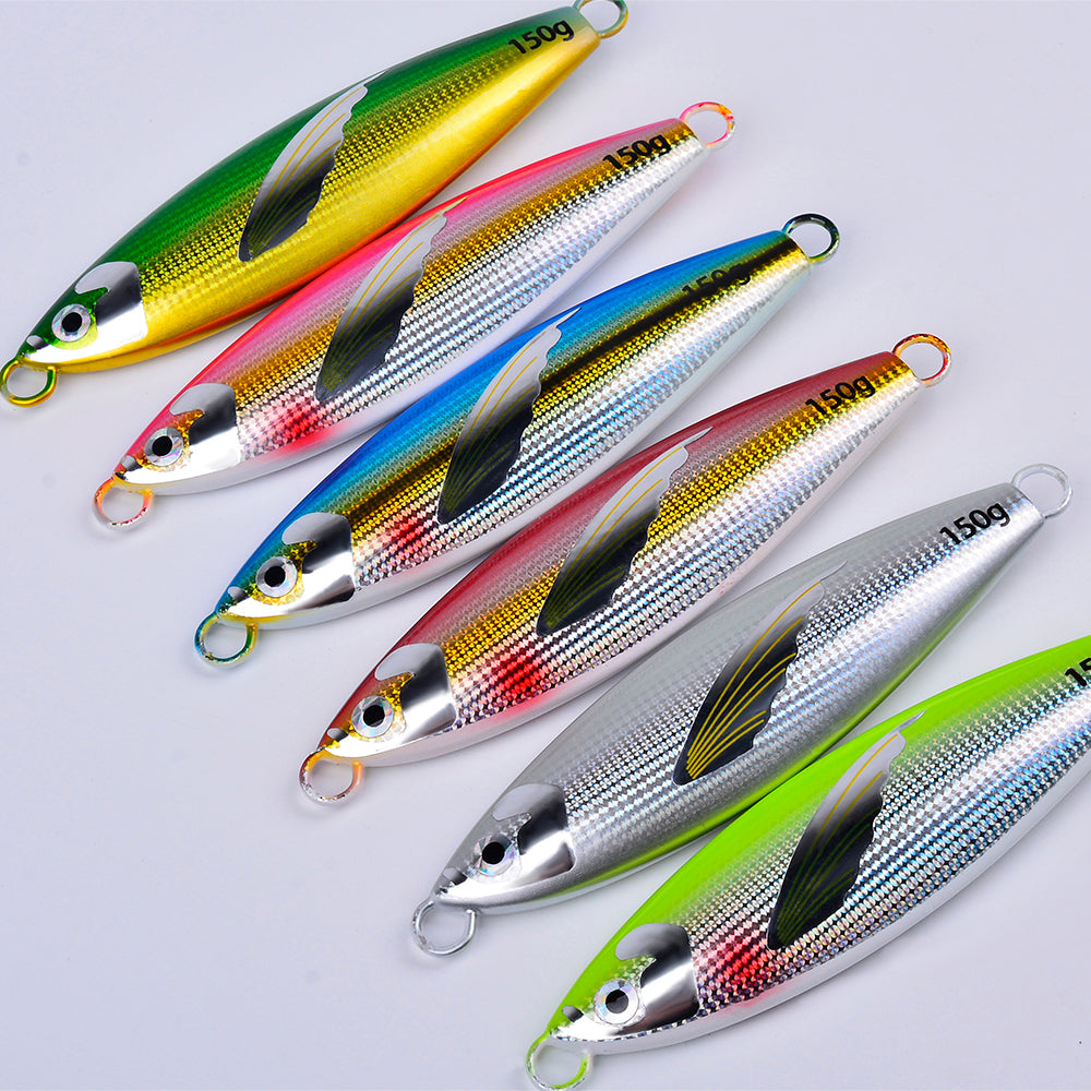 KATYUSHA Saltwater Vertical Jigging Bait, Lifelike Wing Design Metal Jig Lure, 30g-150g, 6 Colors