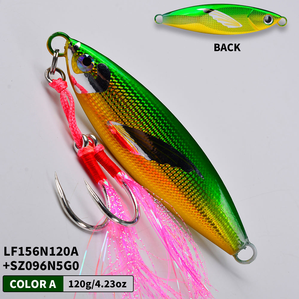 KATUYSHA Saltwater Vertical Jigging Bait, Lifelike Wing Design Metal Jig Lure, 30g-150g, 6 Colors（ with Assist Hook）