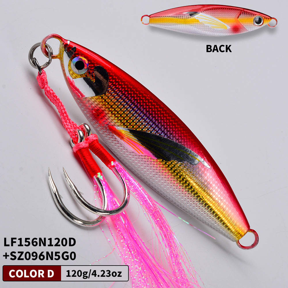 KATUYSHA Saltwater Vertical Jigging Bait, Lifelike Wing Design Metal Jig Lure, 30g-150g, 6 Colors（ with Assist Hook）