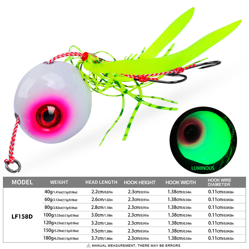 KATYUSHA Saltwater Ball Jig Head with Silicone Skirt, Pre-Rigged Tai Rubber Jig Lure, 60g-200g, A-E Colors&nbsp;
