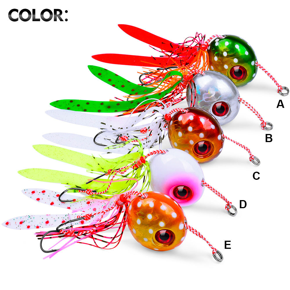 KATYUSHA Saltwater Ball Jig Head with Silicone Skirt, Pre-Rigged Tai Rubber Jig Lure, 60g-200g, A-E Colors&nbsp;