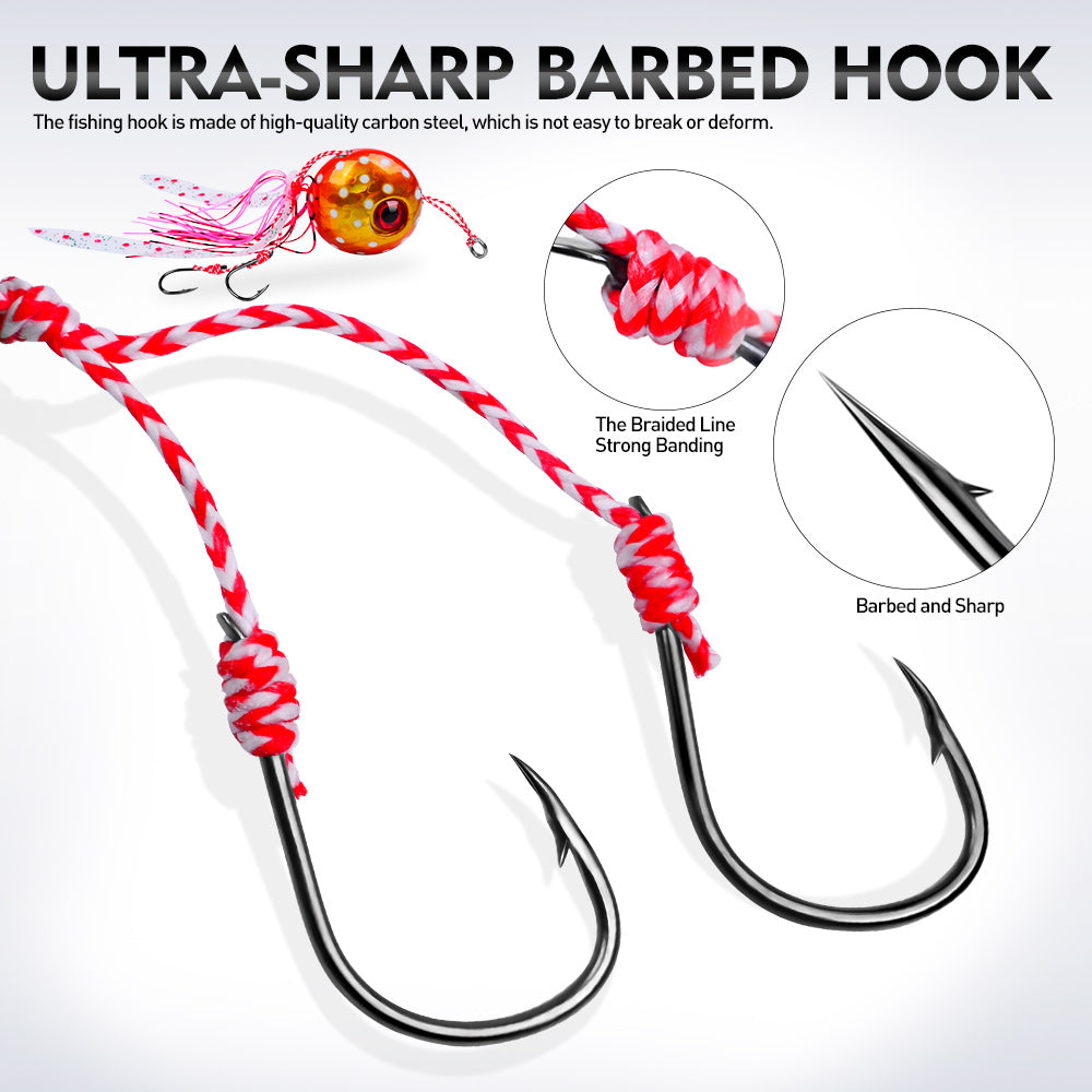 KATYUSHA Saltwater Ball Jig Head with Silicone Skirt, Pre-Rigged Tai Rubber Jig Lure, 60g-200g, A-E Colors&nbsp;