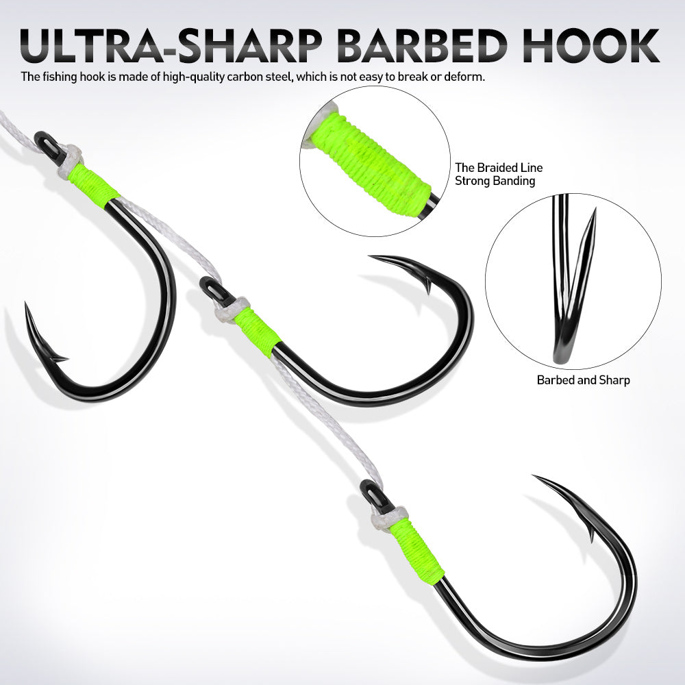 KATYUSHA Lead Kabura Jig with Squid Skirt ; Triple Assist Hooks 3D Big Eye Saltwater Big Game Fishing Bait 100g-300g
