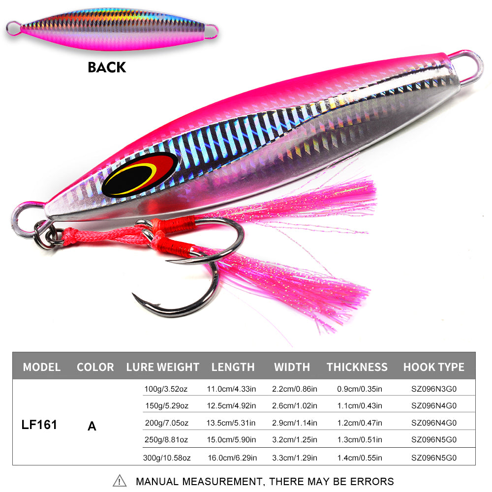 KATYUSHA Saltwater Luminous Striped Vertical Jigging Bait 100/150/200/250/300g Fast Sinking Jig for Offshore Fishing£¨with Assist Hook£©