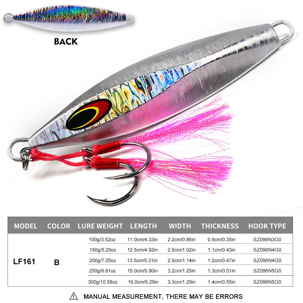 KATYUSHA Saltwater Luminous Striped Vertical Jigging Bait 100/150/200/250/300g Fast Sinking Jig for Offshore Fishing£¨with Assist Hook£©