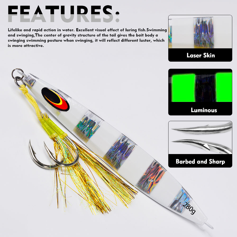 KATUYSHA  Metal Jig Fishing Lure Swimbait Spinner Sea Tackle Kit Pesca Artificial Bait Cast 3D Laser Wobbler Pike Spoon Carp Hook（ with Assist Hook）