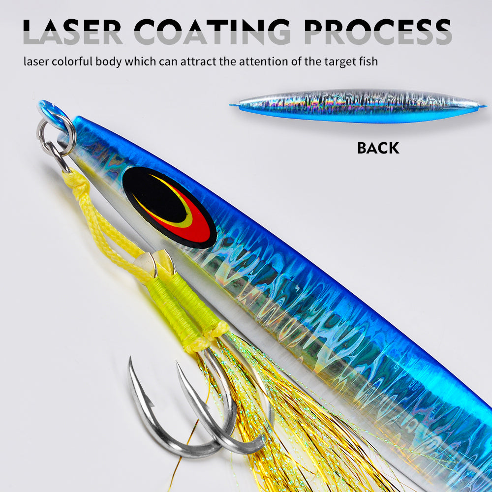 KATUYSHA  Metal Jig Fishing Lure Swimbait Spinner Sea Tackle Kit Pesca Artificial Bait Cast 3D Laser Wobbler Pike Spoon Carp Hook（ with Assist Hook）