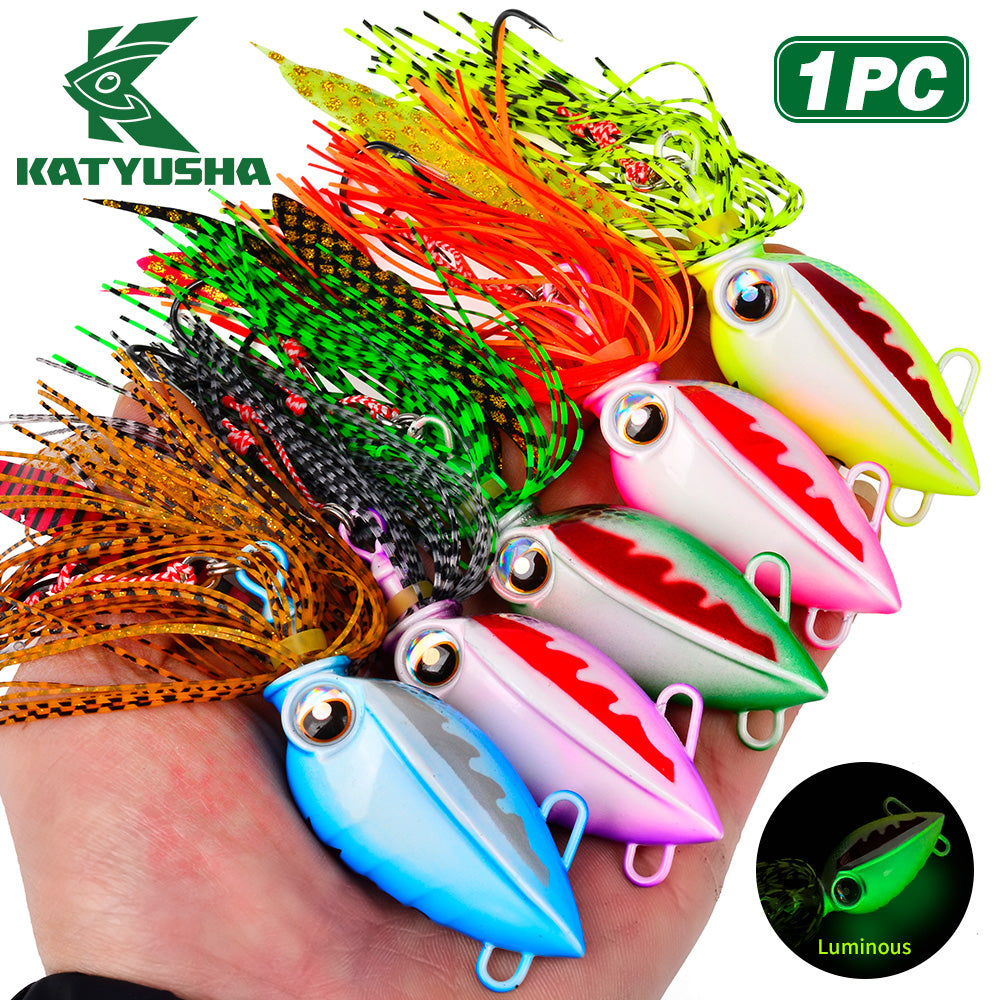 KATYUSHA Octopus Metal Jig Lure, 40g-200g, with Silicone Skirt Saltwater Slow Pitch Jigging Bait, Realistic Squid Design