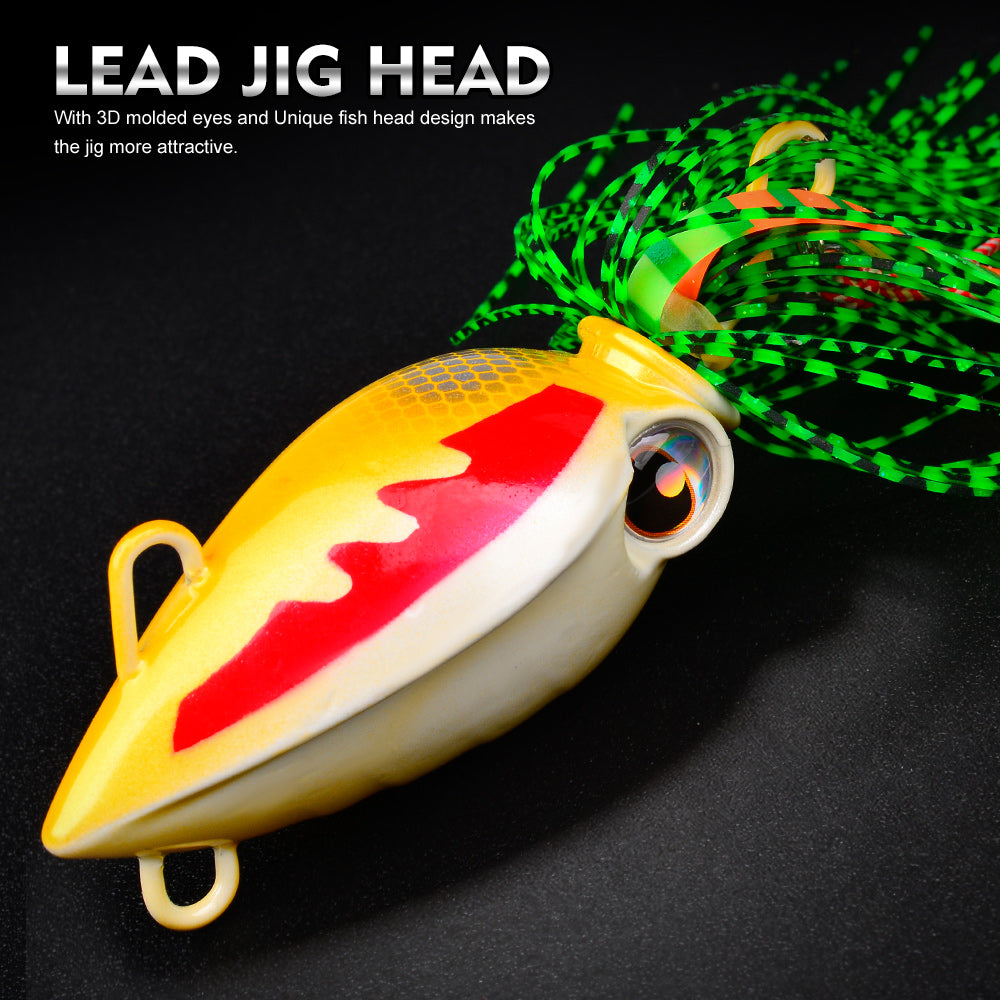KATYUSHA Octopus Metal Jig Lure, 40g-200g, with Silicone Skirt Saltwater Slow Pitch Jigging Bait, Realistic Squid Design