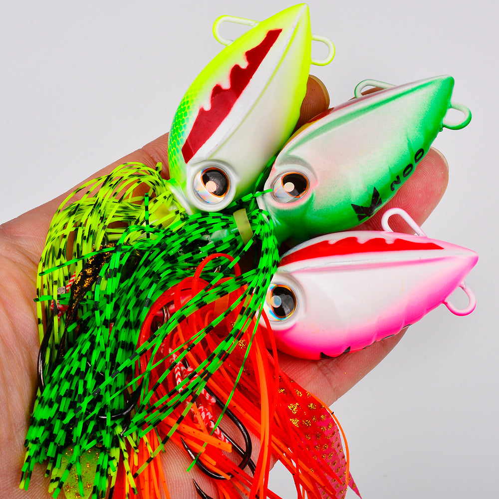KATYUSHA Octopus Metal Jig Lure, 40g-200g, with Silicone Skirt Saltwater Slow Pitch Jigging Bait, Realistic Squid Design
