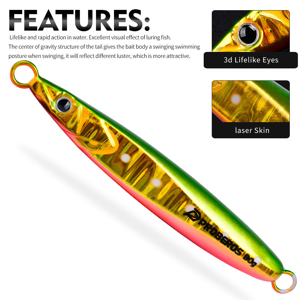 KATUYSHA Metal Jig Lure, 20g-80g, Multi-Color Holographic Fish Design. Saltwater Vertical Jigging Bait, 3D Eye &amp; Scale Pattern