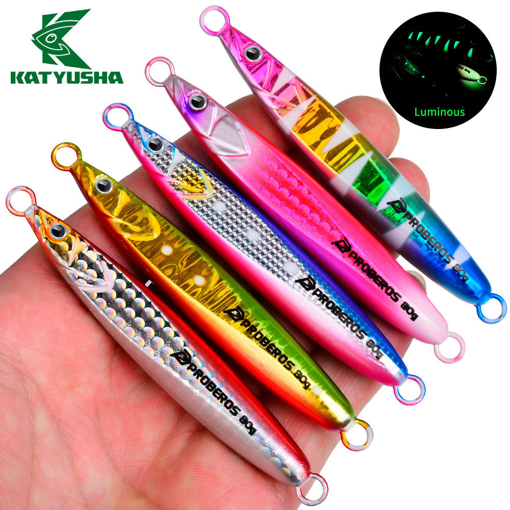 KATUYSHA Metal Jig Lure, 20g-80g, Multi-Color Holographic Fish Design. Saltwater Vertical Jigging Bait, 3D Eye &amp; Scale Pattern