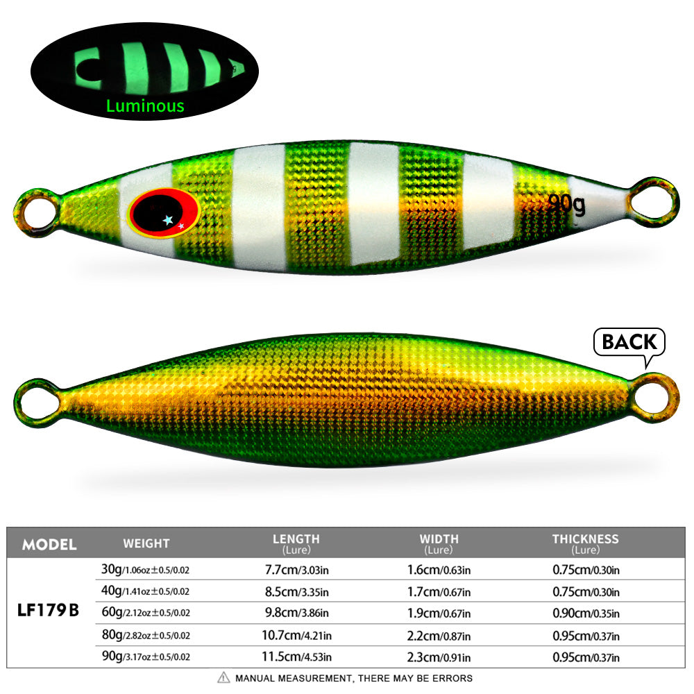 KATYUSHA Metal Jig Lure, 30g-90g, Multi-Color Holographic Design Saltwater Vertical Jigging Bait with 3D Eye