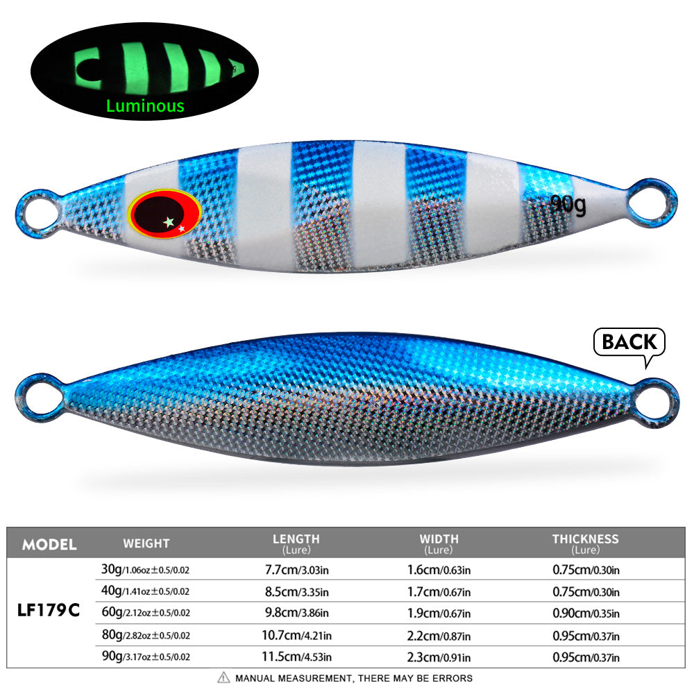 KATYUSHA Metal Jig Lure, 30g-90g, Multi-Color Holographic Design Saltwater Vertical Jigging Bait with 3D Eye