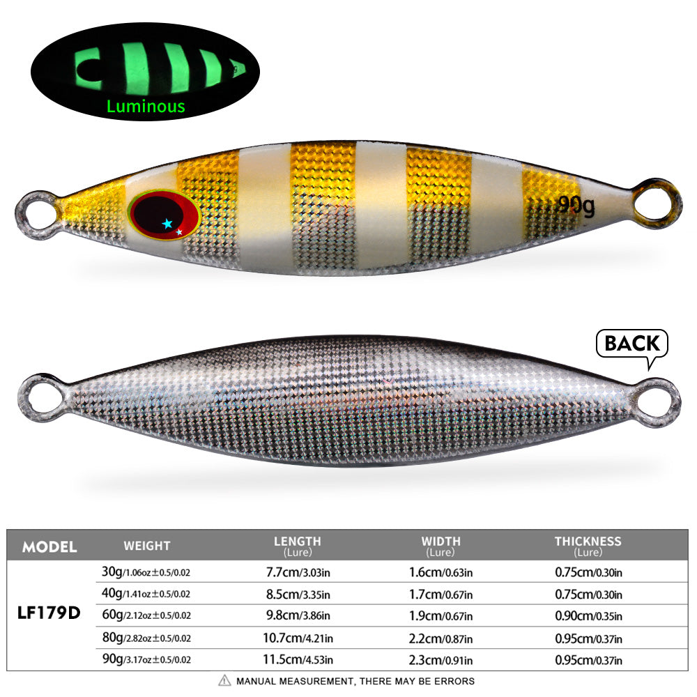 KATYUSHA Metal Jig Lure, 30g-90g, Multi-Color Holographic Design Saltwater Vertical Jigging Bait with 3D Eye