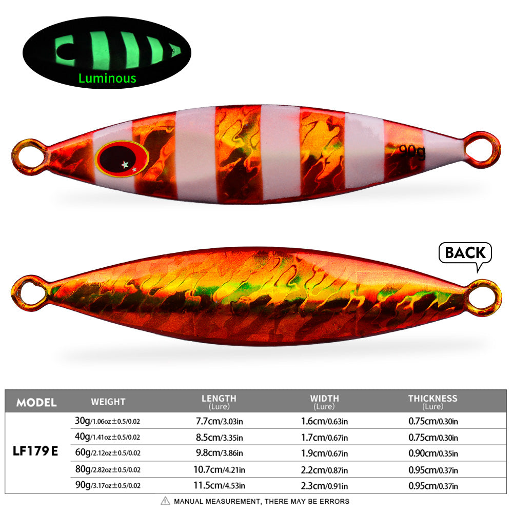 KATYUSHA Metal Jig Lure, 30g-90g, Multi-Color Holographic Design Saltwater Vertical Jigging Bait with 3D Eye