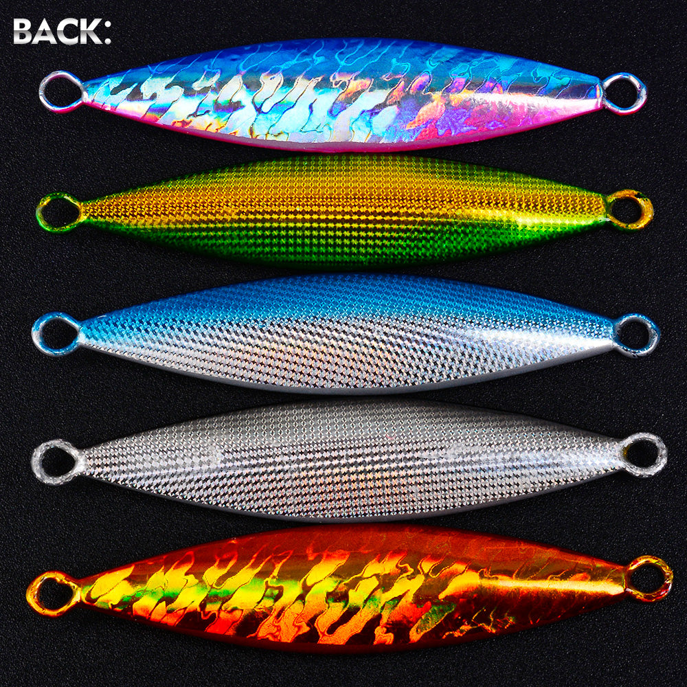 KATYUSHA Metal Jig Lure, 30g-90g, Multi-Color Holographic Design Saltwater Vertical Jigging Bait with 3D Eye