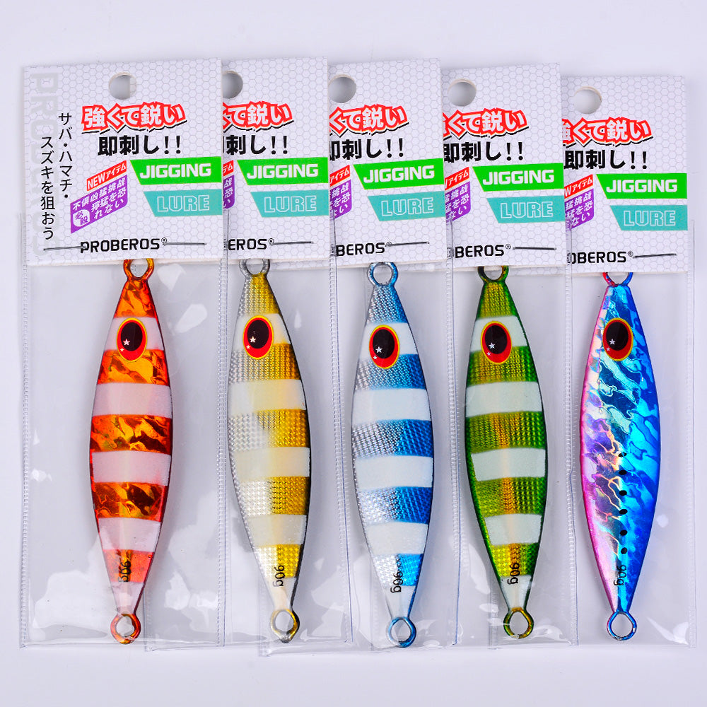 KATYUSHA Metal Jig Lure, 30g-90g, Multi-Color Holographic Design Saltwater Vertical Jigging Bait with 3D Eye